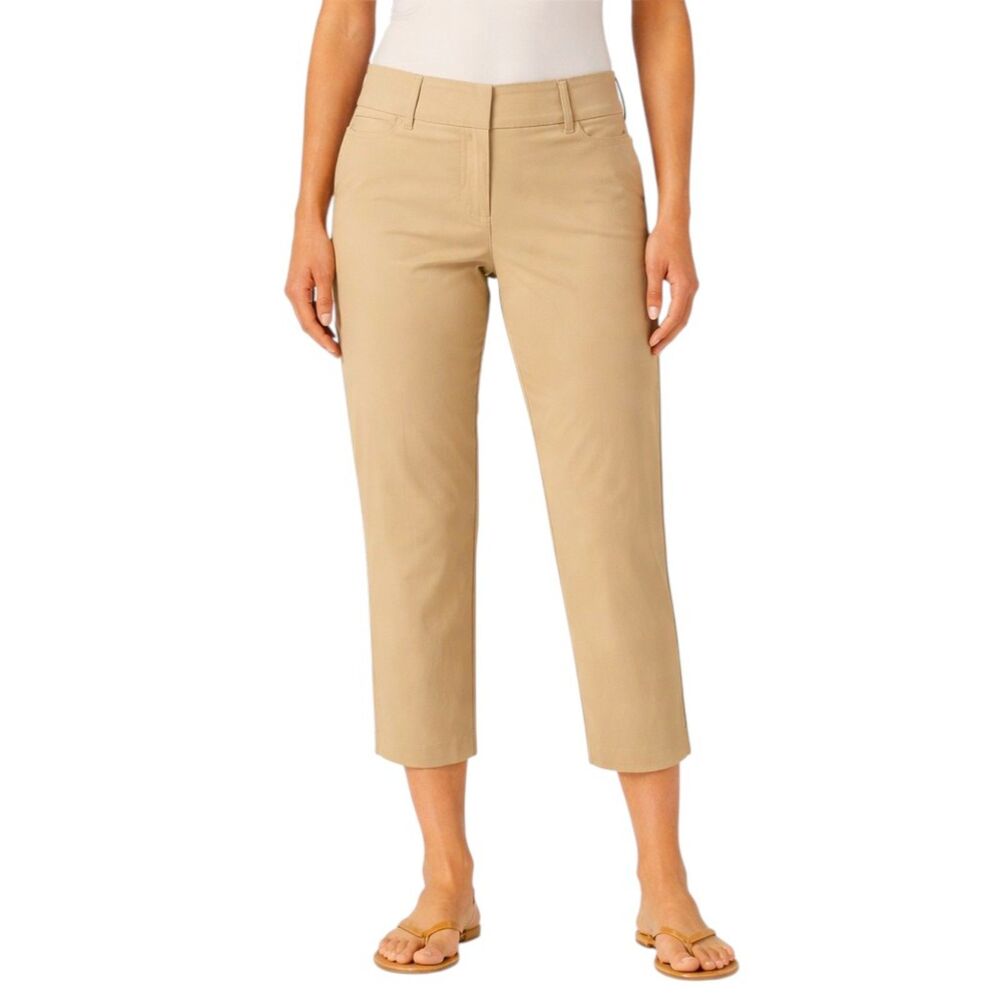 Ann Taylor Curvy Crop Trouser Pants Size 10 Beige